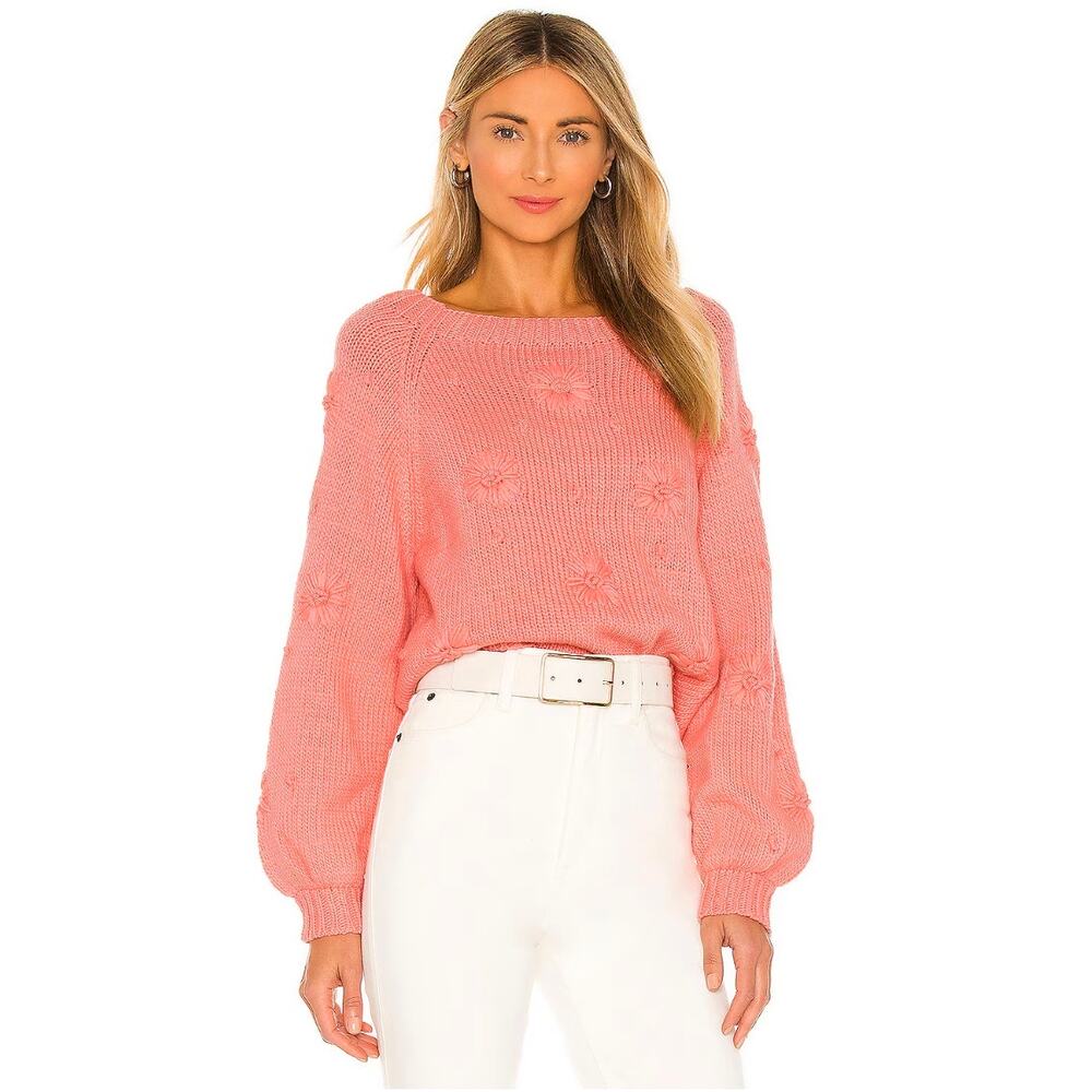 Free People x Tach Clothing M Jana Sweater 100% Wool Handmade Knit Coral Pink - Picture 11 of 11